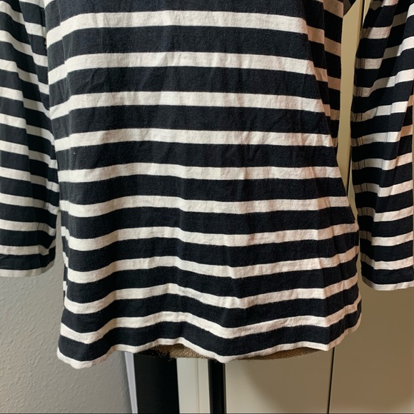 J. Crew Striped Faux Leather Sleeve Stripe Top - Picture 5 of 14